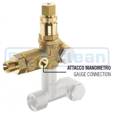 Регулятор давления Mecline VRF2 (220бар, 30л/мин, 3/8"ш-3/8"ш, верх, отв. маном. 1/8"г)