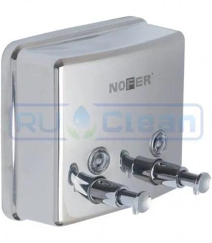 Диспенсер для жидкого мыла Nofer INOX (2х600мл, латунь, хром)