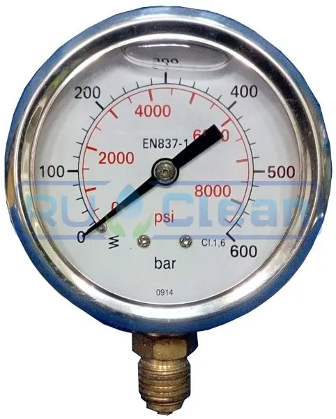 Манометр (600бар, 1/4"внеш, вход снизу, D63мм, нерж) R+M