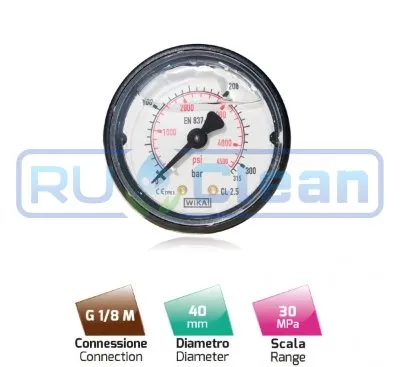 Манометр (300бар, 1/8"внеш, вход сзади, пласт) MTM