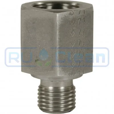 Переходник 400 bar, 27 мм, 1/4 внутр.-3/8 внеш. нерж. сталь R+M 57649