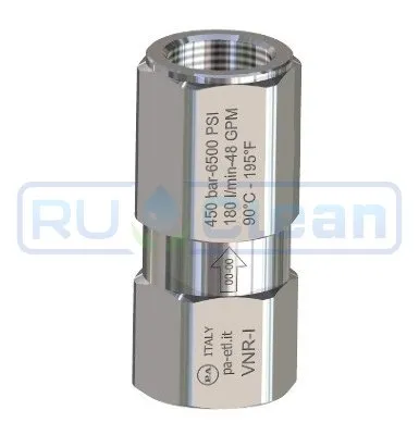 Обратный клапан PA VNR-I (1/4г-г, 400бар, 25л/мин, нерж, Viton)