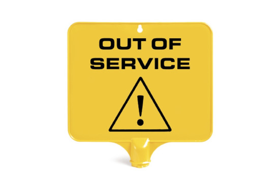 Табличка TTS Не работает (36см, квадратная, исп. яз)