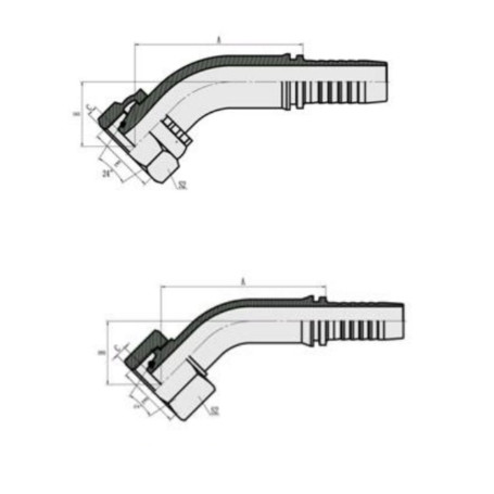 Фитинг высокого давления DKO-S (DN12, М24х1.5г, 45гр, оцинк) Robin