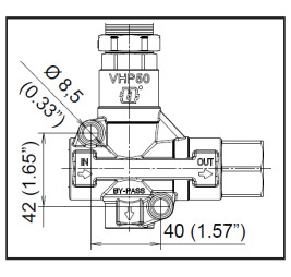 Регулятор давления Mecline VHP50 (360бар, 100л/мин, 1/2"г-1/2"г, By-pass 1/2"г, лат)