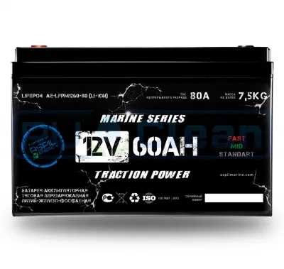 Тяговый аккумулятор Aspil (12В, 60Ач, LiFePO4)