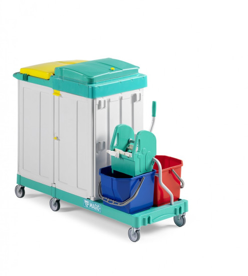 Тележка TTS Magic Line 450E (2х15л, 2 закр. выдвиж. ящика, отжим TEC, держ. мешка 150л)