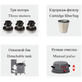 Пылесос промышленный VOSTOK IVS PDW-L H (100л, 3 турбины)