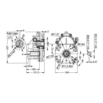 Редуктор для ДВС Tecomec RGB24 (17кВт, 25.4/24мм, фланец 87мм)