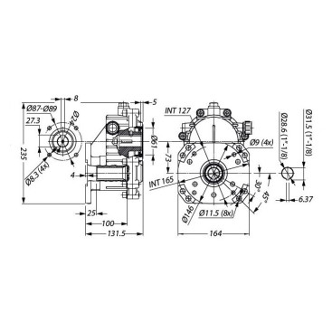 Редуктор для ДВС Tecomec RGB24 (17кВт, 25.4/24мм, фланец 89мм)