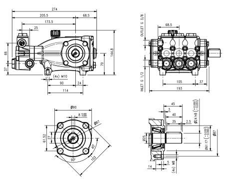 Насос высокого давления HAWK NMT 1820HTR (1450 об/мин)