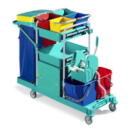 Тележка TTS GREEN 500 (2х15л, 4х6л, отжим Tec, стойки синие)