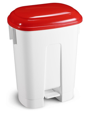 Ведро TTS Derby (60л, белое/красное, педаль, полипропилен)