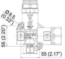 Регулятор давления Mecline VHP 31/250 (170бар, 250л/мин, 1г-г, By-pass 1г, лат)