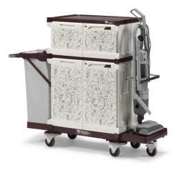 Тележка TTS MagicArt 262-W Safety Plus (подставка верт. пылесоса, закрытая, рис. KAPOK, держ. мешка)