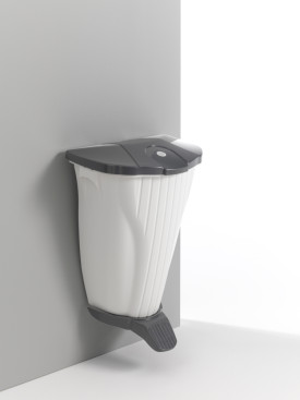 Ведро мусорное TTS Wall-Up (50 л, белый, педаль, крышка серый)