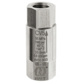 Обратный клапан Mecline CV5 (1/4г-г, 500бар, 25л/мин, нерж)