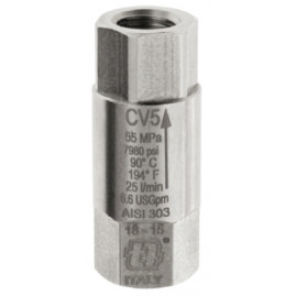 Обратный клапан Mecline CV5 (1/4г-г, 500бар, 25л/мин, нерж)