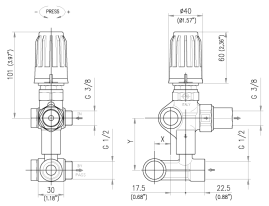 Регулятор давления PA VB56 (220бар, 30л/мин, 1/2г-М22х1.5ш, X:4.5, Y:62-65.5)