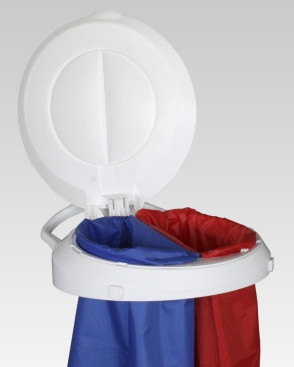 Держатель мешка TTS Smile W-1020 (60+60л, колеса, педаль, крышка серая)