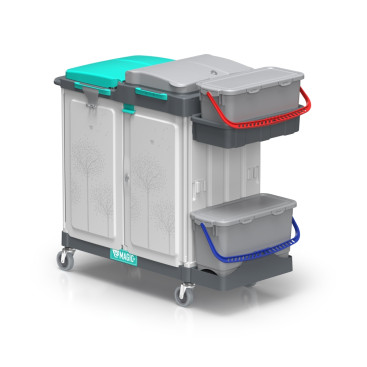 Тележка TTS Magic System 760G (ручка, 2х20л, 4х4л, закр. 2 выдв. ящик, держ. мешка 150л)