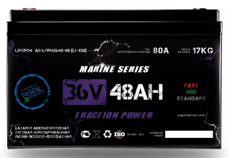 Тяговый аккумулятор Aspil (36В, 48Ач, LiFePO4)