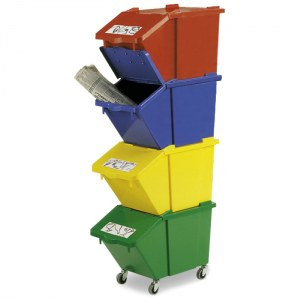 Контейнер мусорный без пластиковых наклеек (серый, полипропилен, 45 л)