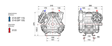Мембранный насос Comet BP135 (20 бар, 124 л/мин, ВОМ 1&quot;3/8)