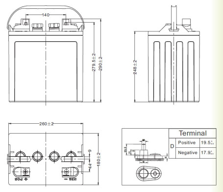 Тяговый аккумулятор LEOCH DT 876 (8В, 170Ач, WET)