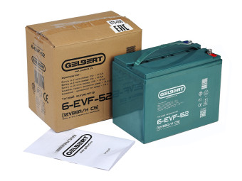 Тяговый аккумулятор Gelbert 6-EVF-52 (12В, 55Ач, AGM)