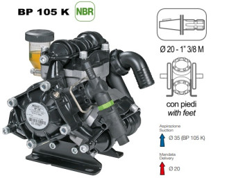 Мембранный насос Comet BP105 (20 бар, 104 л/мин, полый вал 20 мм-ВОМ 1"3/8)