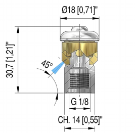 Форсунка каналопромывочная PA STR-1/8 (040, 1/8"г, бой 3R, вращ)
