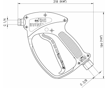 Пистолет с дренажом PA RL37 (3/8&quot;г.вращ-1/4&quot;г, 310бар, дренаж пост.)