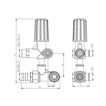 Регулятор давления TOR PR-1110 (250бар, 30л/мин, 3/8г-М22ш, X:18, Y:66)