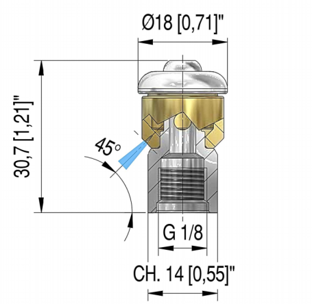 Форсунка каналопромывочная PA STR-1/8 (050, 1/8&quot;г, бой 3R, вращ)