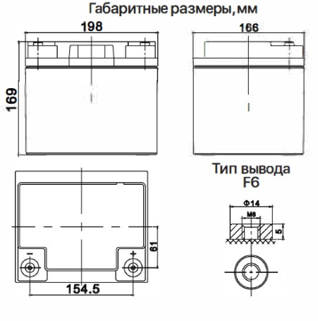 Тяговый аккумулятор Ventura VTG 12 032 (12В, 32Ач, Gel)