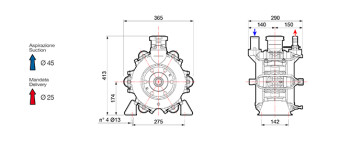 Мембранный насос Comet BP205 2" (20 бар, 193 л/мин, ВОМ 1"3/8)
